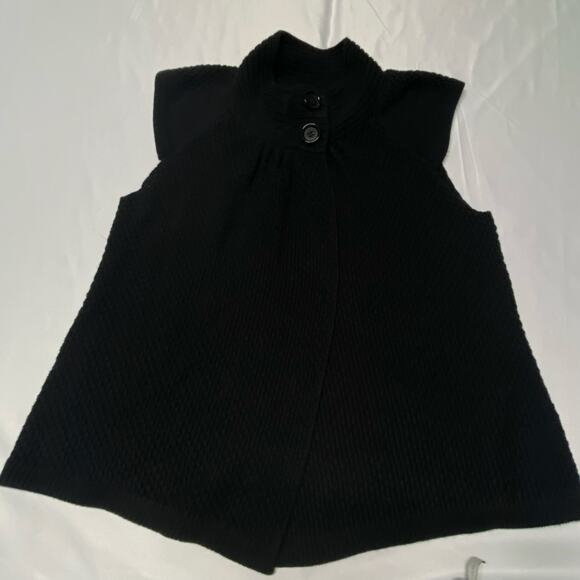 August Silk Sweater High Cowl Neck Top Vest Button Up Black Size L - Picture 1 of 12